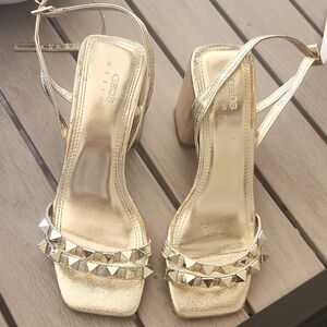 ASOS Y2k Gold Crystal Embellished Heels for Formal Occasions